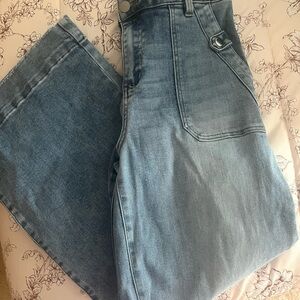 Risen Women’s Wide Leg Blue Denim Jeans